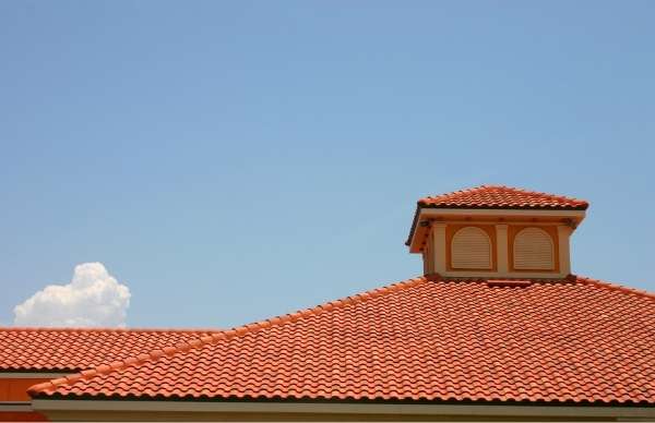 House with tile roof.