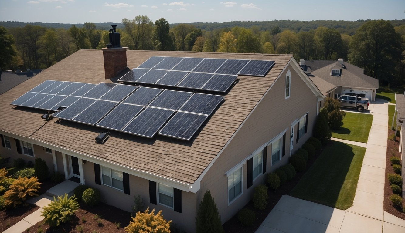 Solar panels on a large home