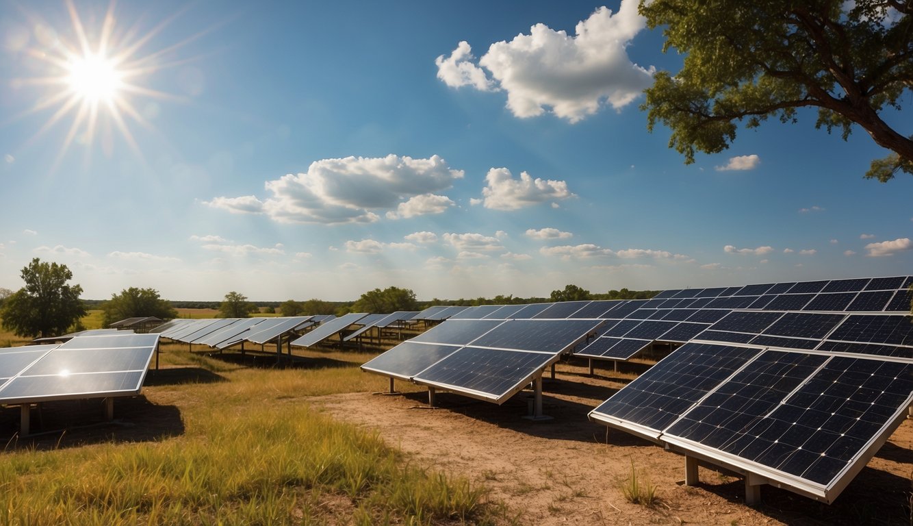 Solar farm on a field in Texas