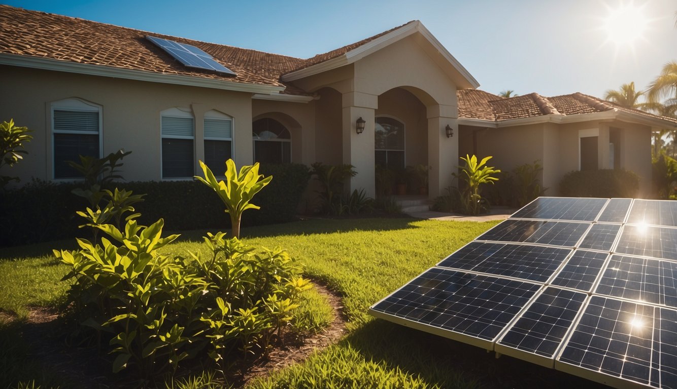 solar panel on ground in front of Florida home