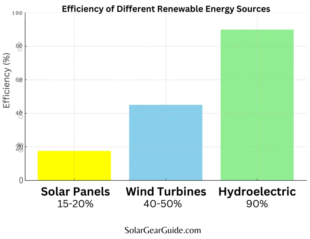 Graph showing efficiency of different renewable energies.